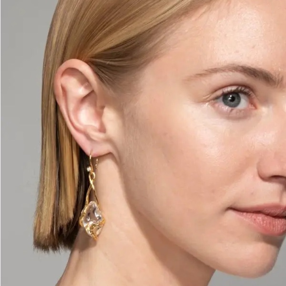 Alexis Bittar Liquid Vine Lucite Suspended Raindrop Wire Earrings - Picture 2 of 5